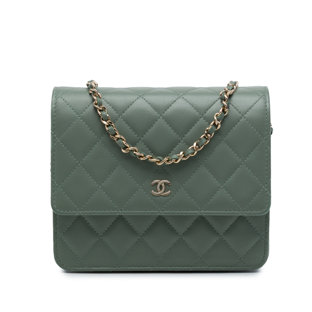 Pre-Loved Chanel CC Square Quilted Lambskin Wallet on Chain
